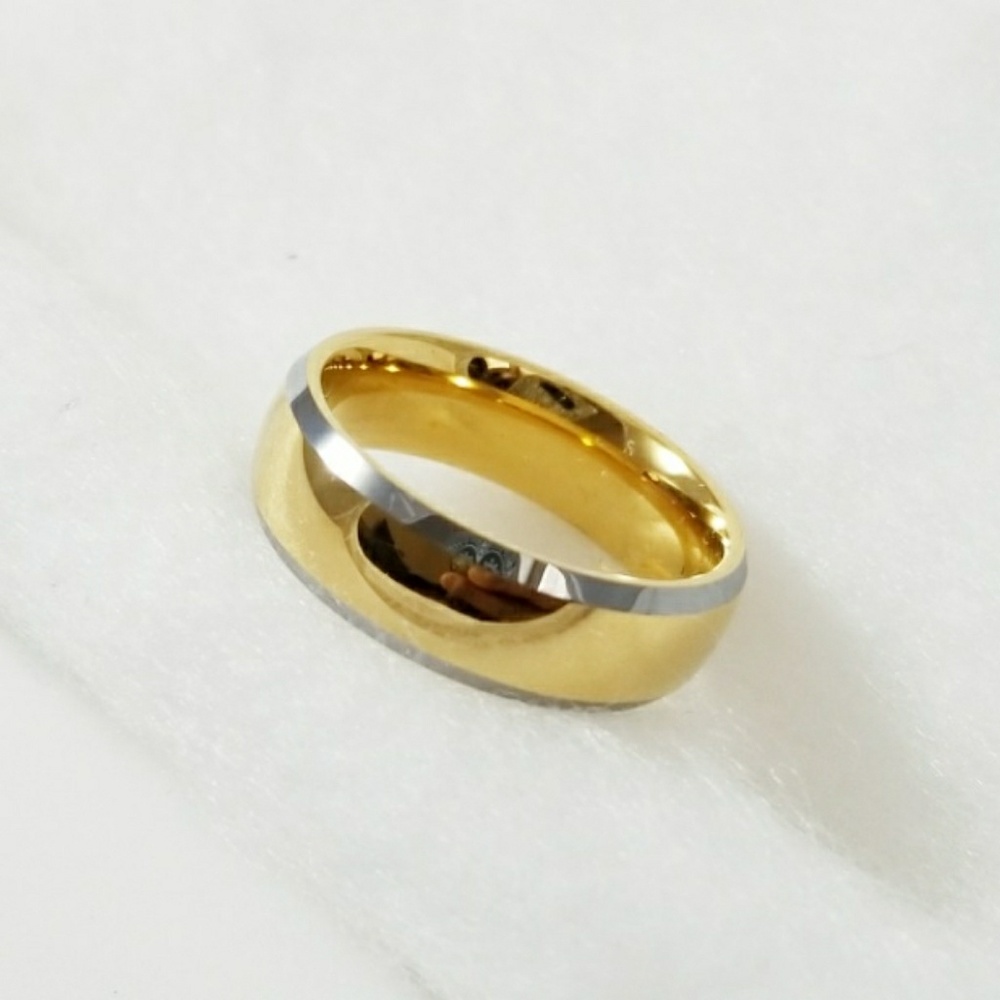 Gold & Silver Tungsten Carbide Ring Wedding Band